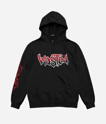 Wasted Hoodie Zip Blind Noir